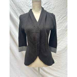 Wooden Ships Paola Buendia Brown Knit Cardigan Sweater Womens XS/S 3/4 Sleeve